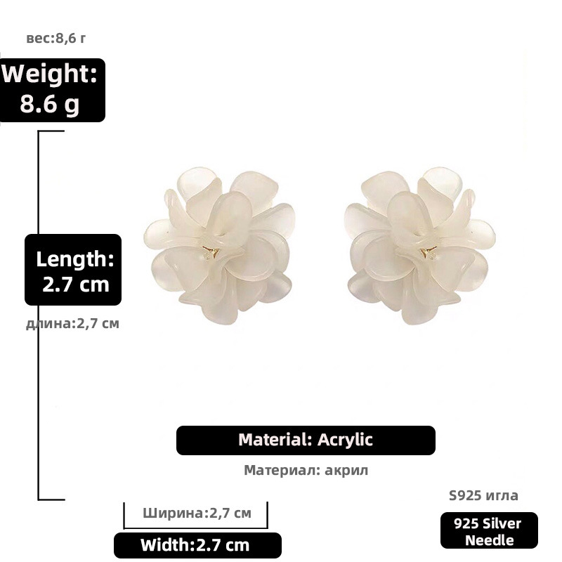 Fashion Acrylic White Flower Earrings Wholesale Nihaojewelry display picture 2