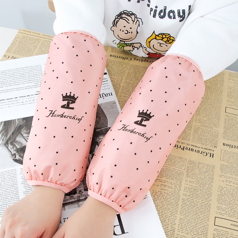 Cabeza de manga de manga impermeable y a prueba de aceite para mujer de otoño e invierno extra, limpieza de cocina, manga de dibujos animados