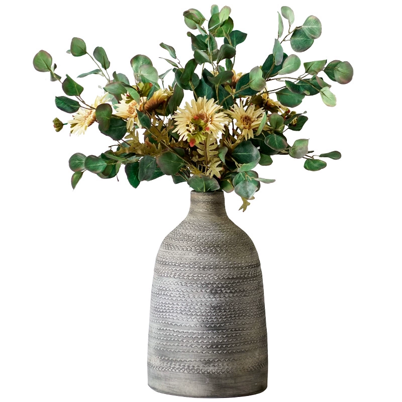 Ручная работа: керамические вазы с резьбой, цветочные композиции, антикварные цветочные сосуды из каменной керамики в стиле ваби-саби