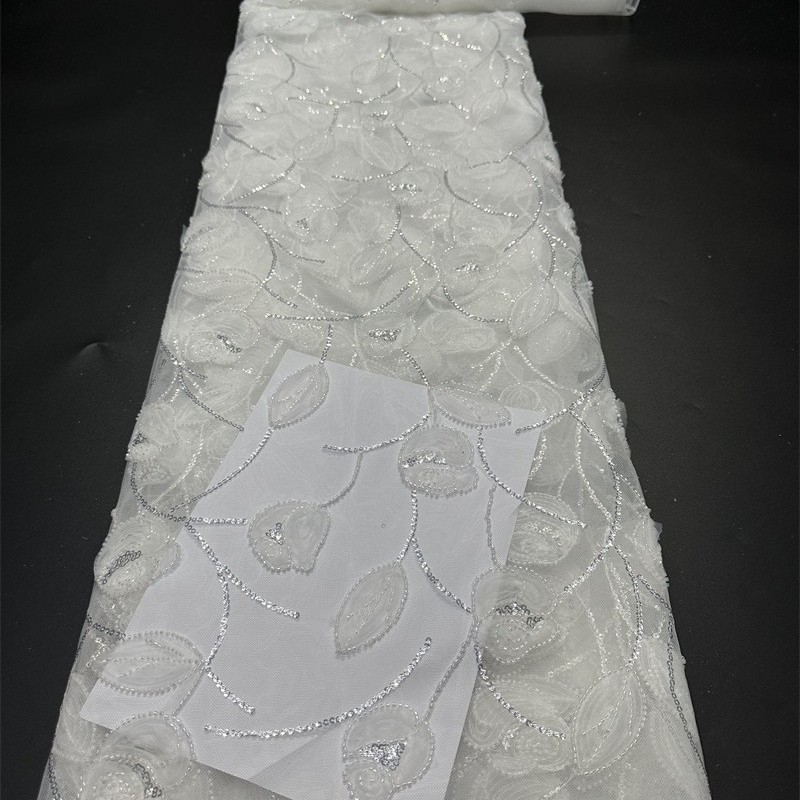 Flores bordadas de disco, bordados de cuentas, vestido de boda, vestido de verano, tela de bordado de computadora, bordado de bordado image 1