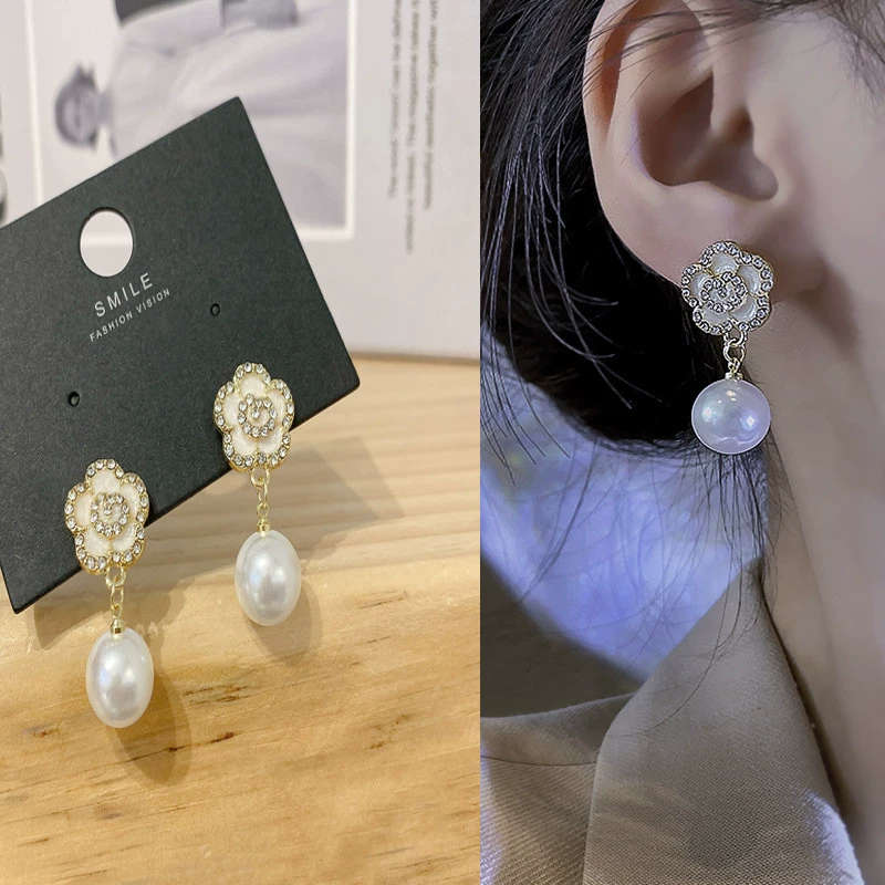 Asymmetrical Pearl Earrings, Silver 925 Posts, Universal Studs — Simple Elegant Design