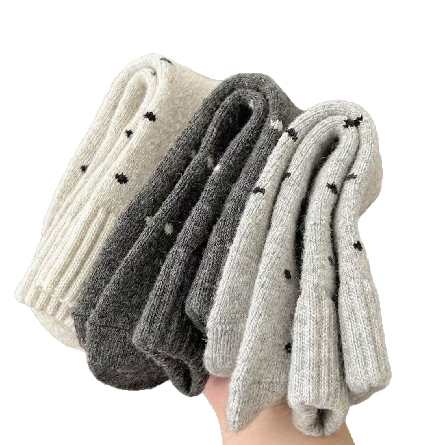 Calcetines de mujer caliente otoño y invierno más veludo engrosado nuevo punto de onda bucle tubo medio lindo versátil retro calcetines de pila