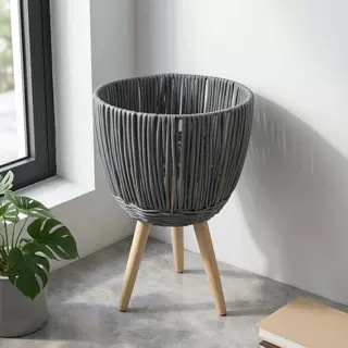 Cesta de Flores Decorativa Tejida a Mano de Cuerda de Papel para Sala de Estar y Oficina image 49