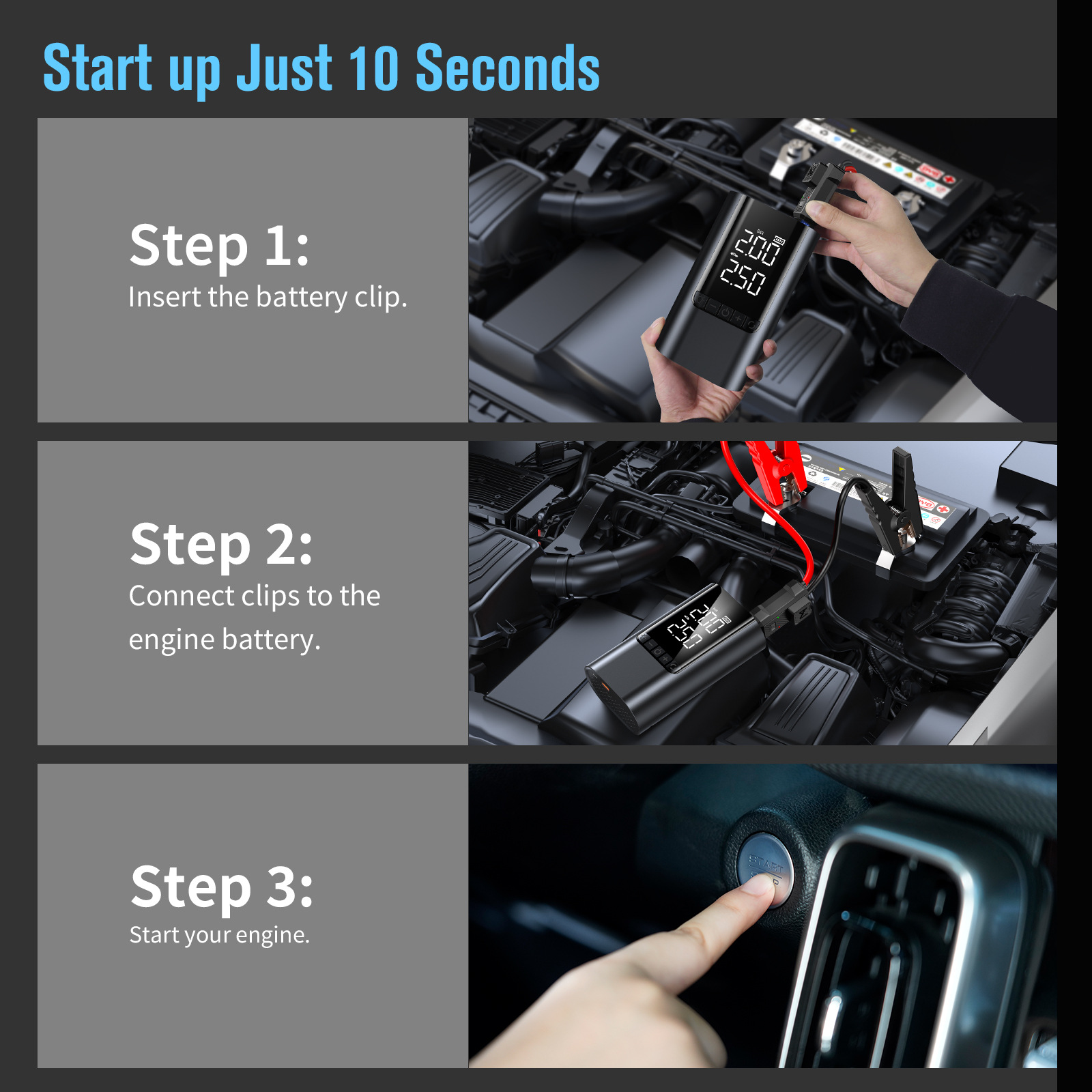 Buwei buwei wireless charging digital display car air pump dual-screen digital display all-in-one machine with charging treasure function