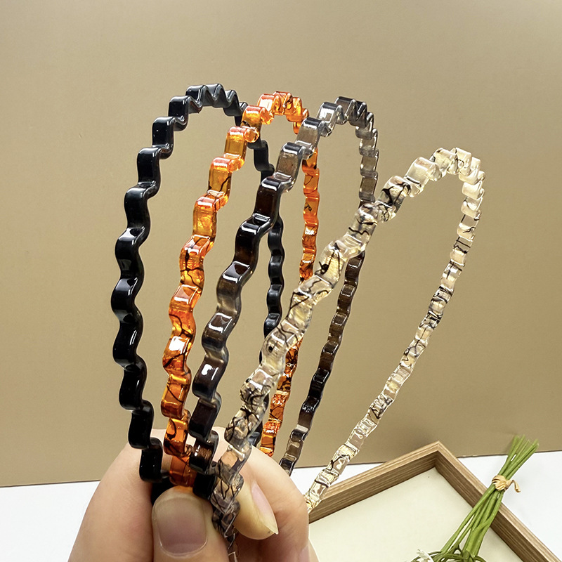 Nueva diadema ondulada texturizada simple y elegante con acabado cepillado, tacto de alta gama, para niñas, corona alta, lavado de cara,_voghion.com