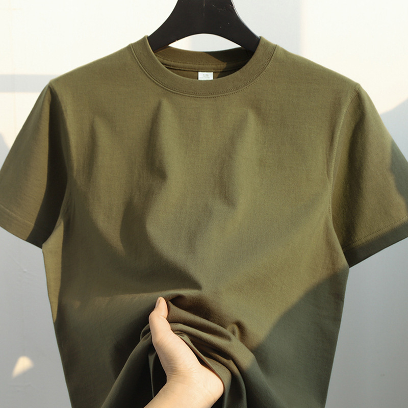 Solid Color Luxury Style 200g Heavyweight Cotton Short-Sleeve T-Shirt Unisex Top Ins Trend Summer Solid Color Luxury Style 200g Heavyweight Cotton Short-Sleeve T-Shirt Unisex Top Ins Trend Summer