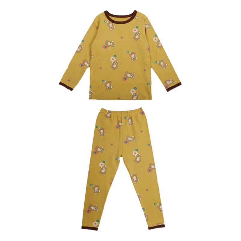 Детские весенне-осенние пижамы для мальчиков и девочек, осенний комплект одежды и штанов с героями мультфильмов класса А для малышей, 280 г, шерстяная домашняя одежда с подтяжками