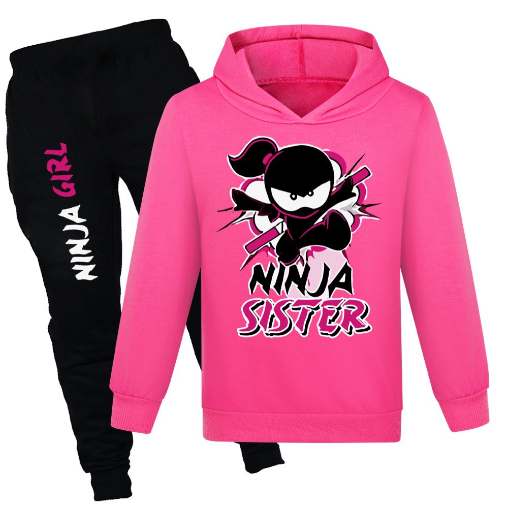 Ninja Kidz Vår Höst Mode Fritidskläder Pojkar och flickor Tröja+Casual Byxor Set_voghion.com