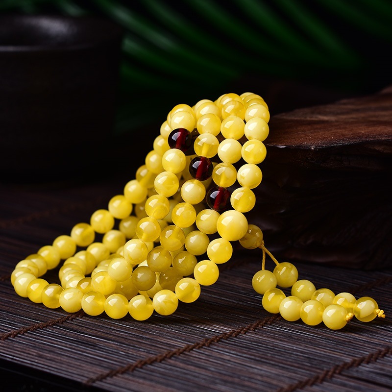 108 cuentas en color amarillo grasa de pollo, material ruso vintage con patrones blancos. Cera de abeja para hombres y mujeres, diamante_voghion.com