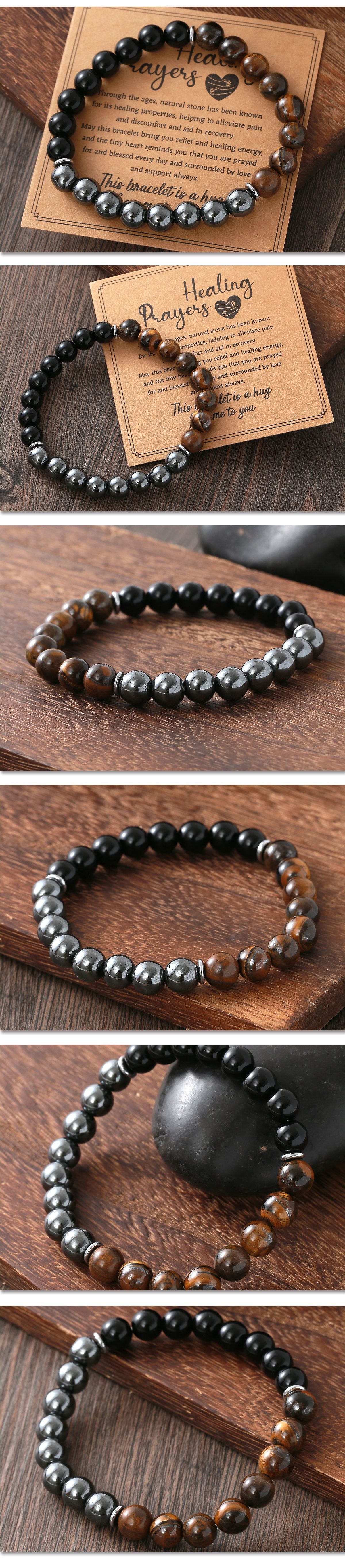 Herrenarmband Elastisch Mit Obsidian Und Gelbem Tigerauge_voghion.com