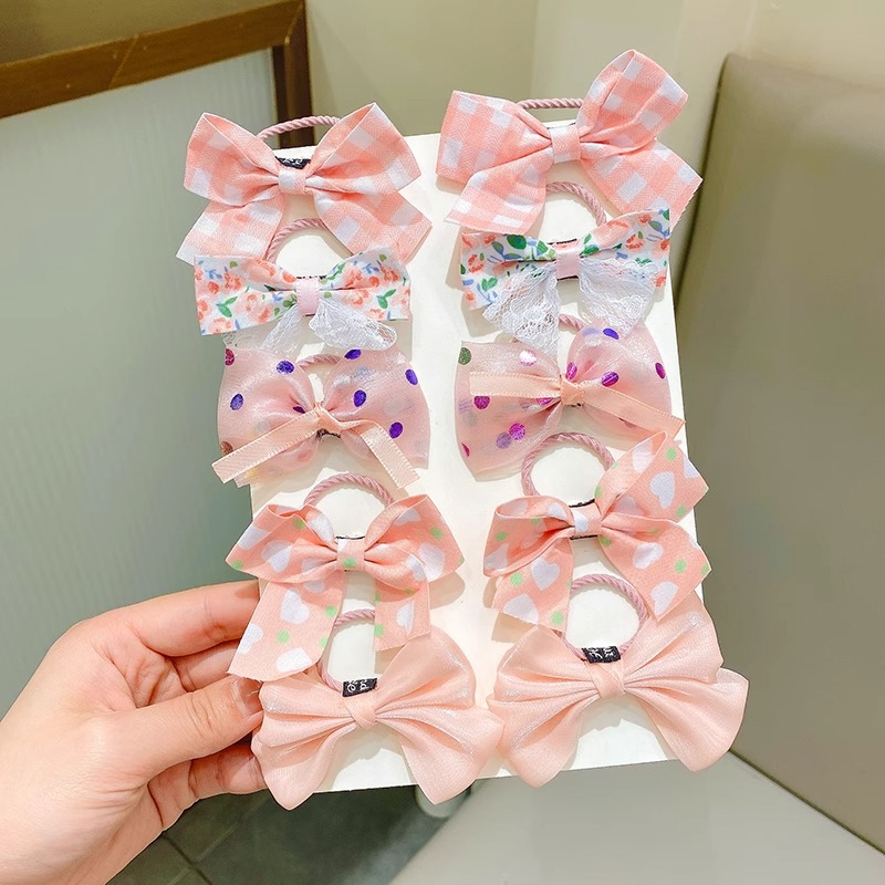 Los niños de pelo lindo lazo de goma accesorios para el cabello de verano nueva niña flor colorida cuerda de pelo arco cuerda de pelo