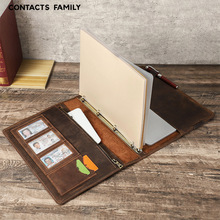 复古疯马皮A4活页笔记本封套可替换内芯商务办公多功能真皮记事本