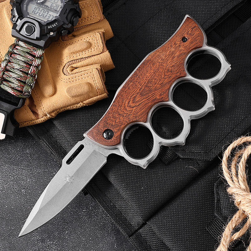 Cuchillo plegable multifuncional para exteriores Cuchillo de defensa personal Cuchillo de supervivencia salvaje para acampar