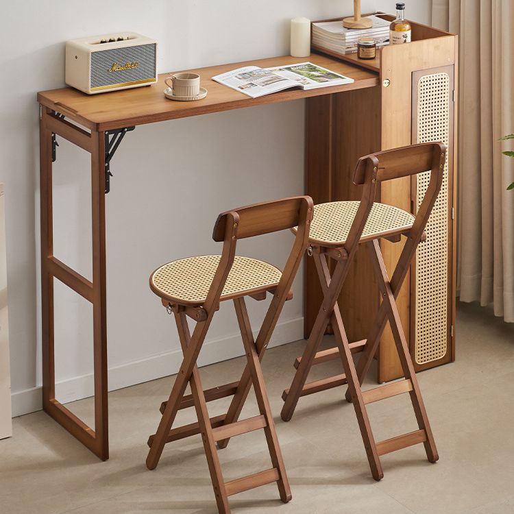 Mesa de Bar plegable de madera maciza de estilo japonés, gabinete de comedor de ratán Partición doméstica integrada mesa de comedor multifuncional mesa de isla retráctil