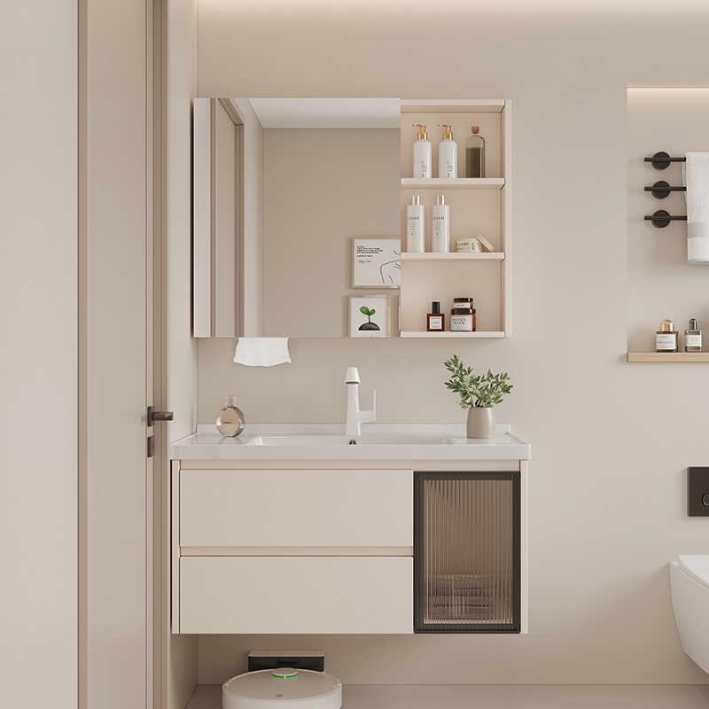 espacio aluminio abeja de aluminio aluminio aleación gabinete de baño cerámica todo en uno lavabo lavabo lavabo lavabo combinación de espejo inteligente baño