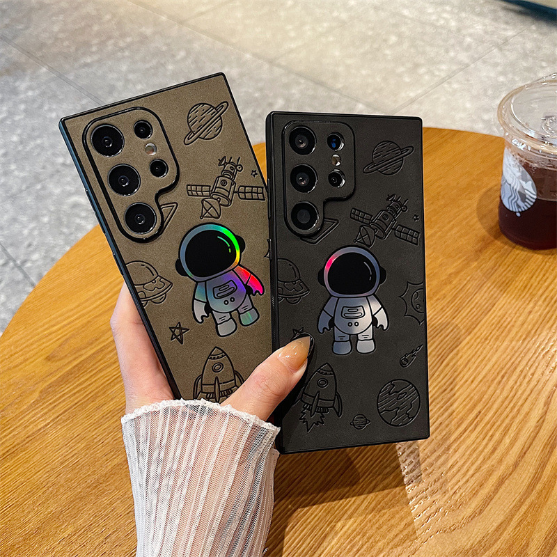 Laser Astronaut for Samsung s24ultra Phone Case s25 Velvet Pattern Galaxy s21 Astronaut s23