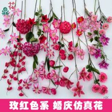 26年玫红色系主题婚庆跨境批发仿真花 法式户外摄影道具人造假花