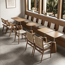 即山海咖啡厅实木桌椅西餐厅烘焙奶茶甜品店桌子网红商用餐饮餐桌