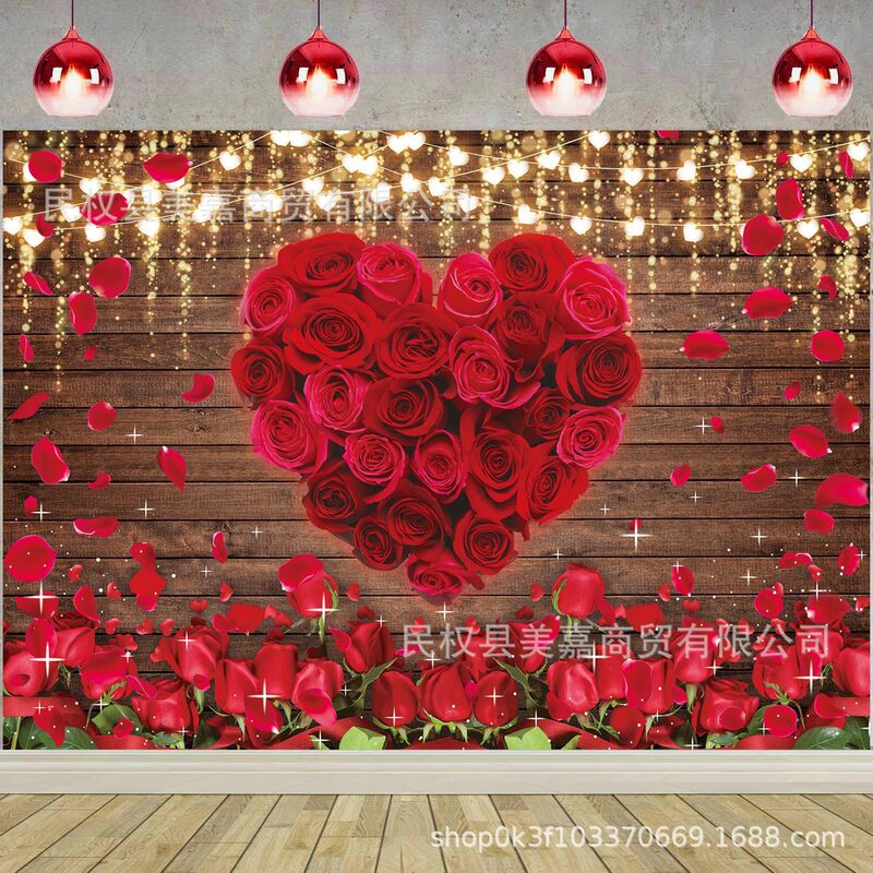 Amazon Red Love Rose Flower Background Cloth Photography Valentine's Day Wedding Flower Wall Background Decoration Layout Banner Amazon Red Love Rose Flower Background Cloth Photography Valentine's Day Wedding Flower Wall Background Decoration Layout Banner