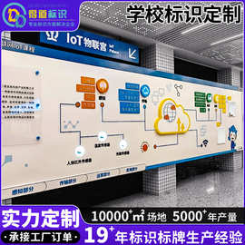 定制不锈钢学校标识牌指示导视牌公司历程价值观广告牌校园橱窗