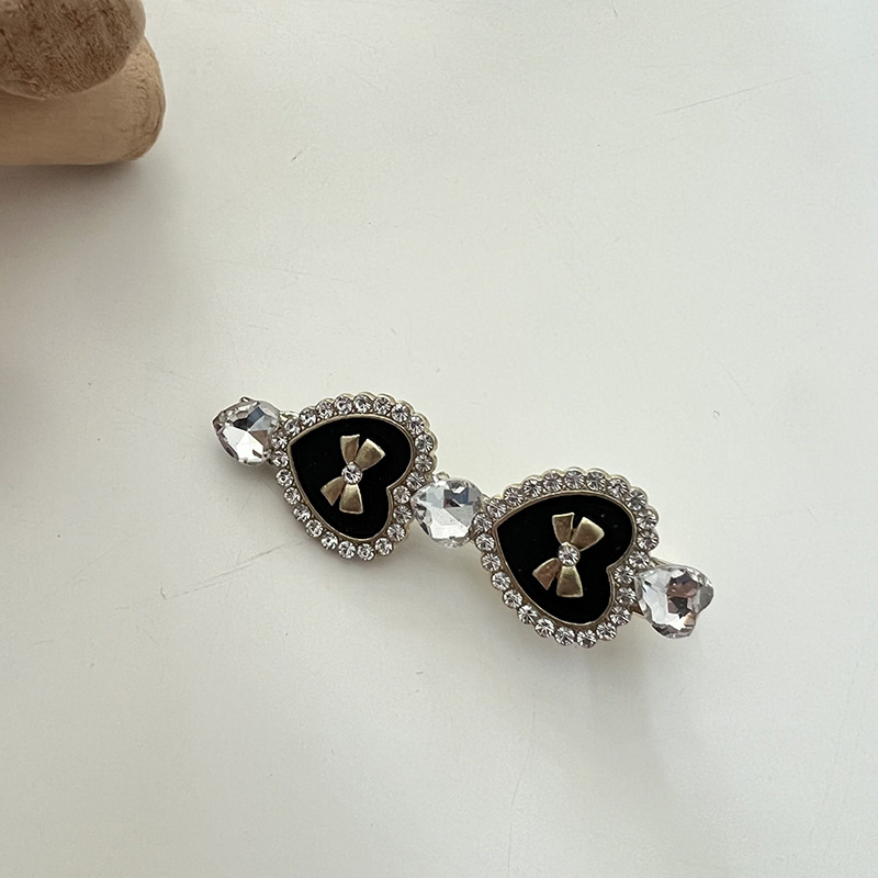 Fermaglio capelli cuore perla stile coreano strass accessorio_voghion.com