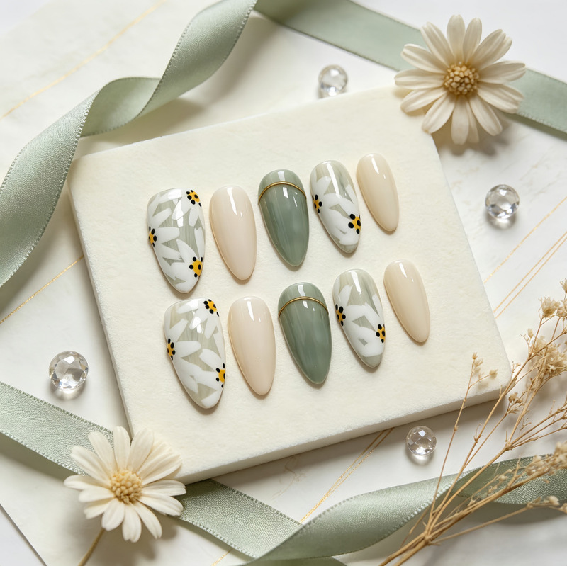 Milky white hand-painted gradient simple and gentle wearable nails, short almond-shaped finished nails, long pointed style, purely handmade manicure Milky white hand-painted gradient simple and gentle wearable nails, short almond-shaped finished nails, long pointed style, purely handmade manicure