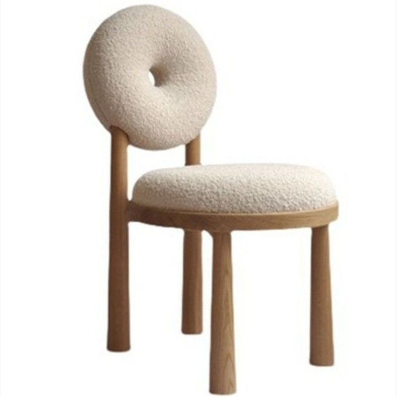 Modern Solid Wood Home Bedroom Makeup Chair Internet Celebrity Dressing Stool Dining Chair Simple Donut Cashmere Chair Backrest