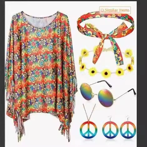 Весенний костюм для выступлений 2024 года в стиле этнической фантазии с принтом в стиле племенных культур Европы и Америки, из молочного шелка, для женщин