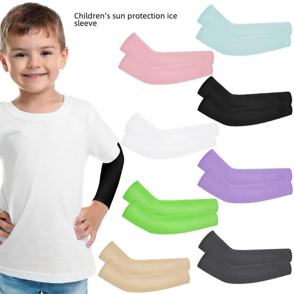Summer Thin Children's Sunscreen Sleeves Outdoor Sports Breathable High Elastic Children's Ice Sleeves Sunshade Quick-drying Ice Silk Arm Protector
