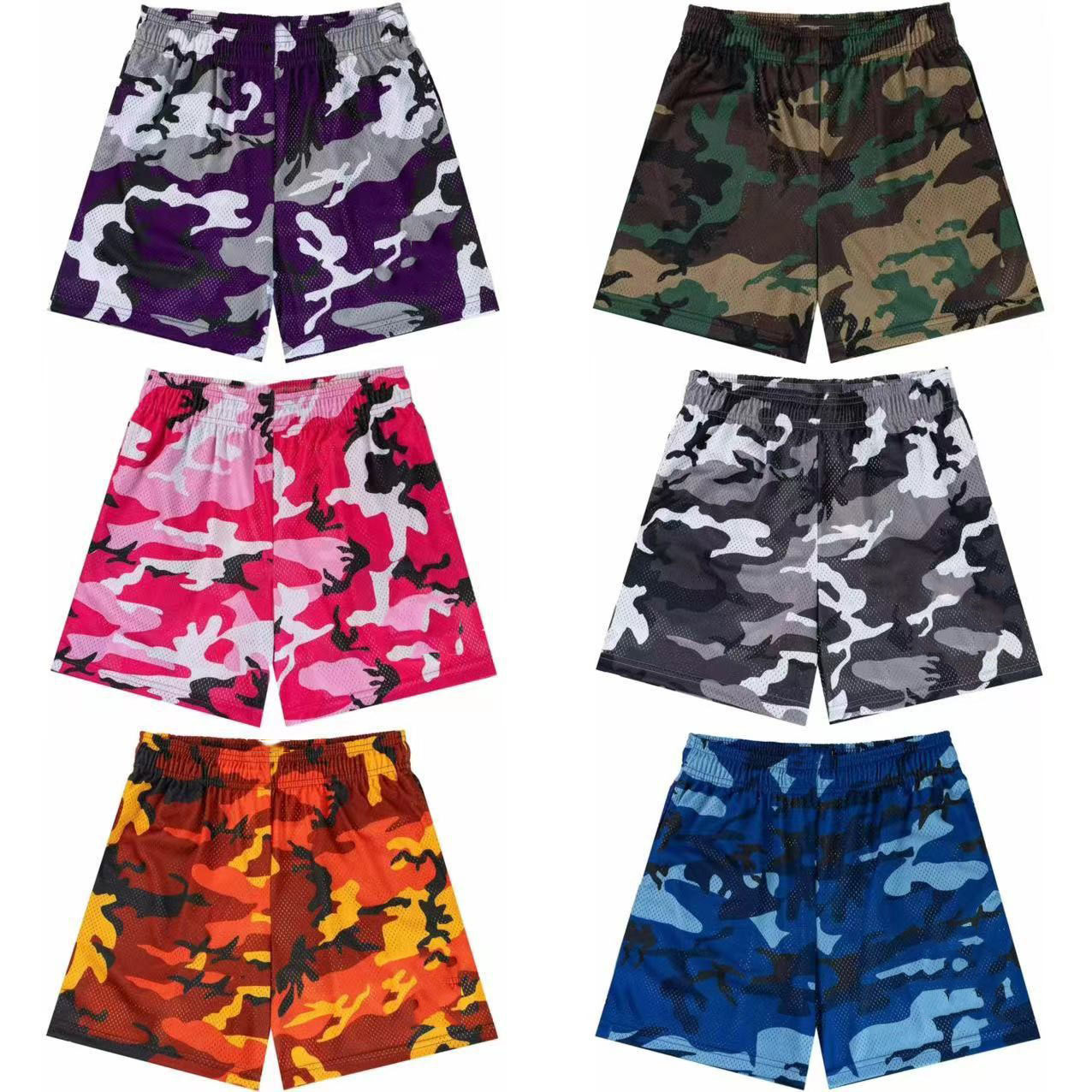 American-Style Casual Shorts for Men, Fitness Muscle Training Running Shorts, Mesh Sports Shorts, European and American Trendy Brand, Quick-Dry
