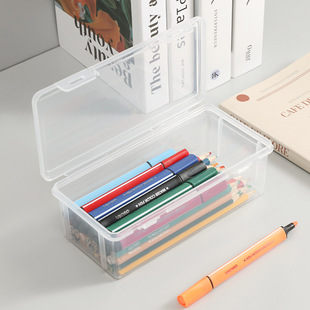 Pencil Storage Box Large Capacity Transparent Stationery Storage Box Pen Holder Colored Lead Kidsren's Crayon Painting Sketch Pencil Bag