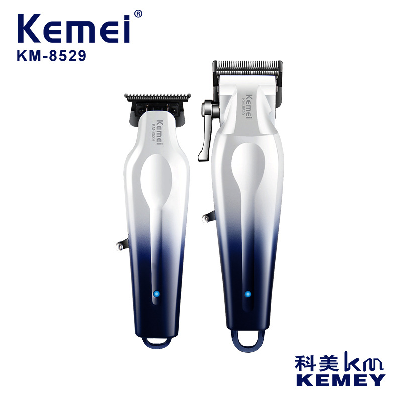 Kemei KM - 8529 venta caliente corte de pelo conjunto de corte de pelo profesional corte de pelo salón especial USB rápida carga de grabado empujadores