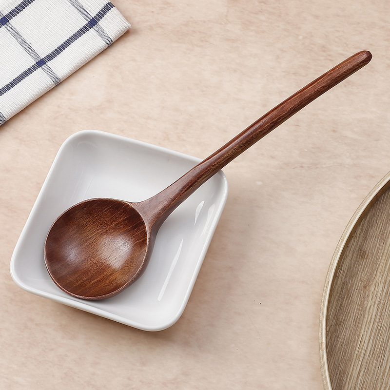 日本式楠木食器長柄スプーンラーメンスプーンスプーンスプーン調羹家庭用商用木スプーン源メーカー卸売り|undefined