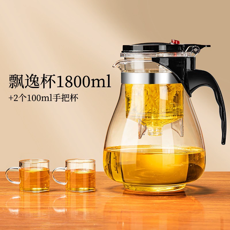 Glass teapot, plastic tea cup for home use