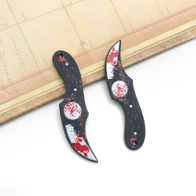 Mezclado 20 acrílico Halloween espada cuchillo de cocina creativa DIY pulsera collar accesorios joyería pequeño colgante image 14