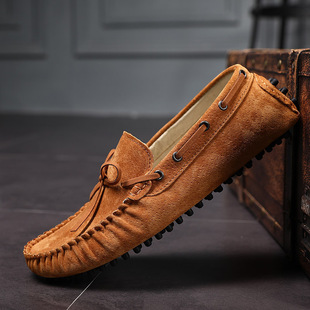 Cross-border Live Selling Doug Shoes Men's Genuine Leather Frosted Suede Advanced Sense Casual Slip-on All-match Lazy People