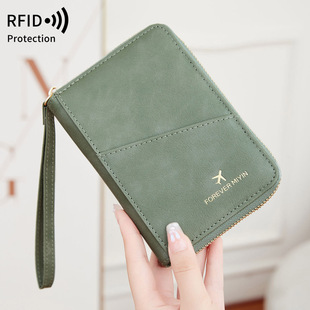 Cross-border 2024 New RFID Anti-theft Brush Multi-function Travel Zipper Passports Bag Short Air Ticket Storage Certificate Bag