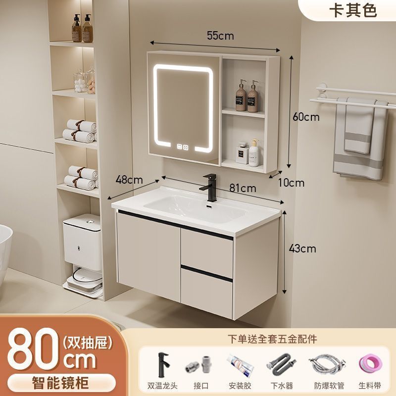 Gabinete de baño de aluminio inteligente espacial grueso combinación lavabo lavabo en cerámica lavabo fábrica de inodoro al por mayor