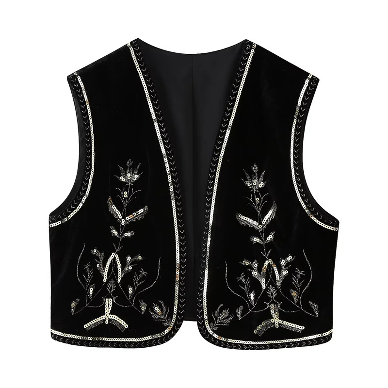 European and American-style cross-border vest women's autumn and winter new ins velvet beads embroidery palace style vest 5770226 European and American-style cross-border vest women's autumn and winter new ins velvet beads embroidery palace style vest 5770226
