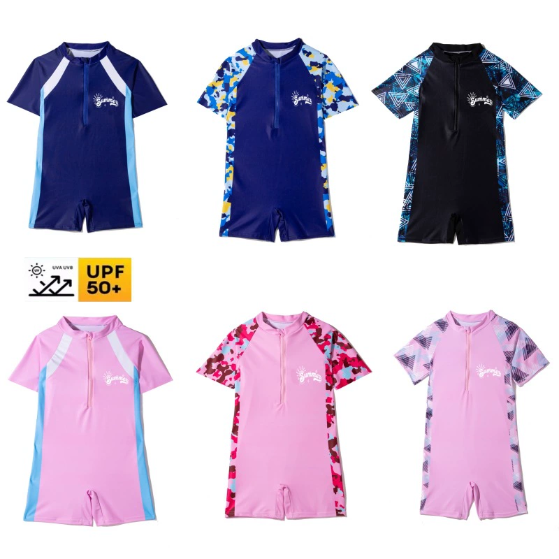 Сплошной купальник с короткими рукавами школьник детский купальник мальчик шорты купальник быстросохненький консервативный купальник костюм для серфинга