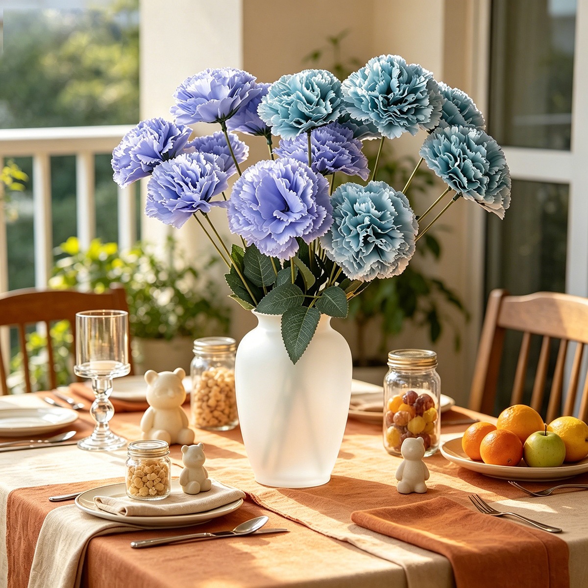 Simulación de 7 flores falsas de claveles estilo pastoral de alto nivel floral decoración floral manejo floral tela de seda artificial flores de plástico al por mayor