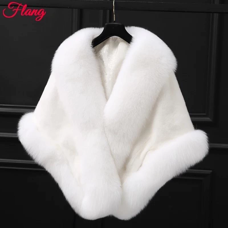 Other Brand Cloak: Demi-season Trench Coat Dress, Warm Fur Jacket; White/Black/Burgundy/Gray-Black