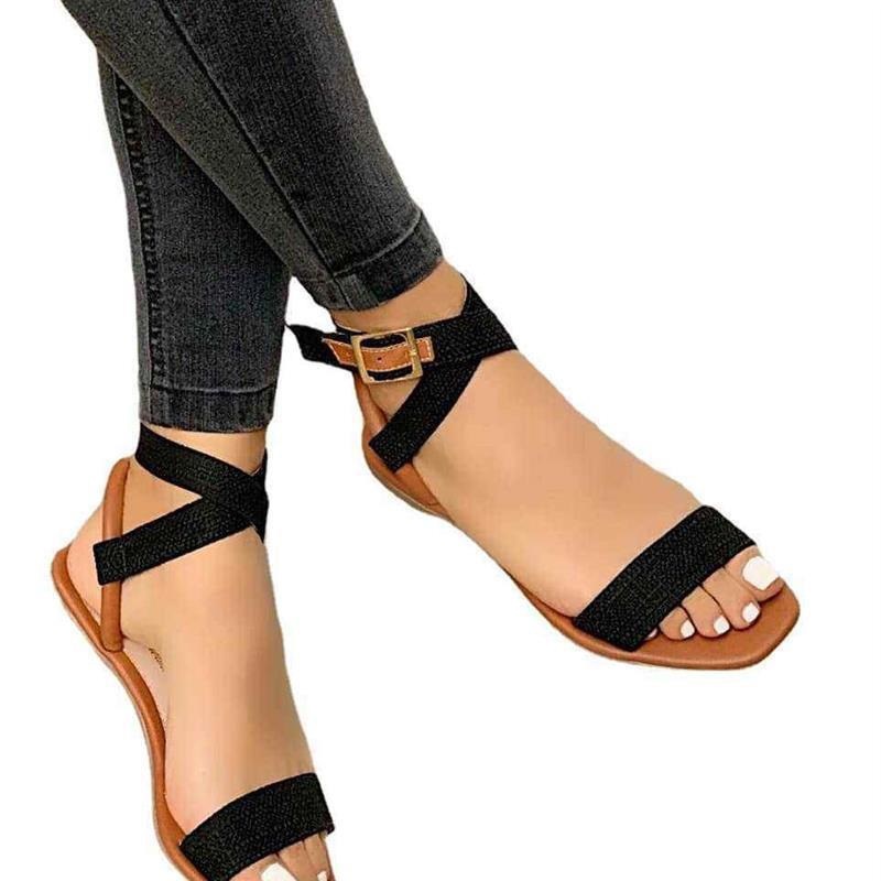 Summer Shoes Large Big 43 Size Women Flat Heel Sandals_voghion.com