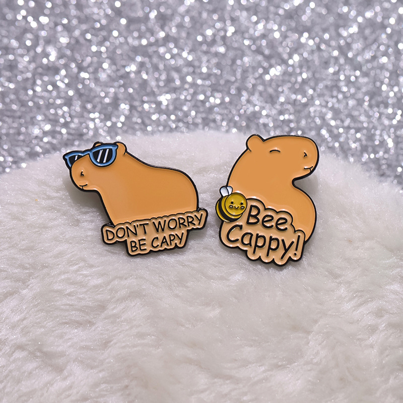 Cute Pin Capybara Alloy Stoving Varnish Unisex Brooches display picture 6