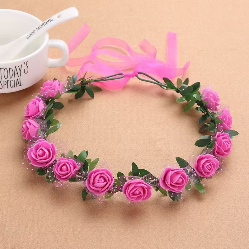 거품장미 12송이와 녹색잎리본 [로즈레드]