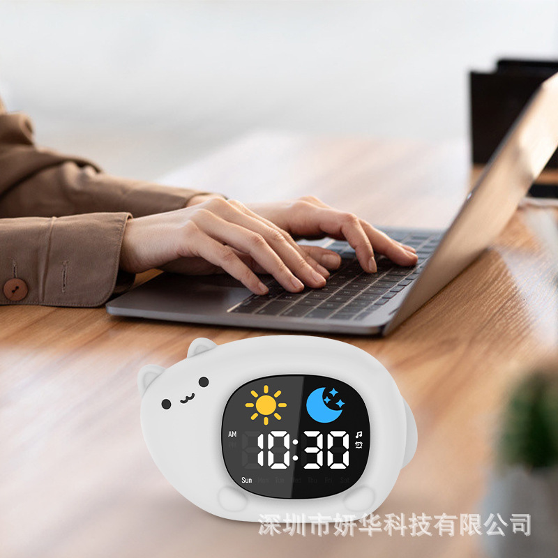 Nuevo Reloj Despertador Multifuncional con Diseño de Animal de Dibujos Animados, con Luz de Amanecer, Carga USB, Función de Repetición, Específico para Estudiantes