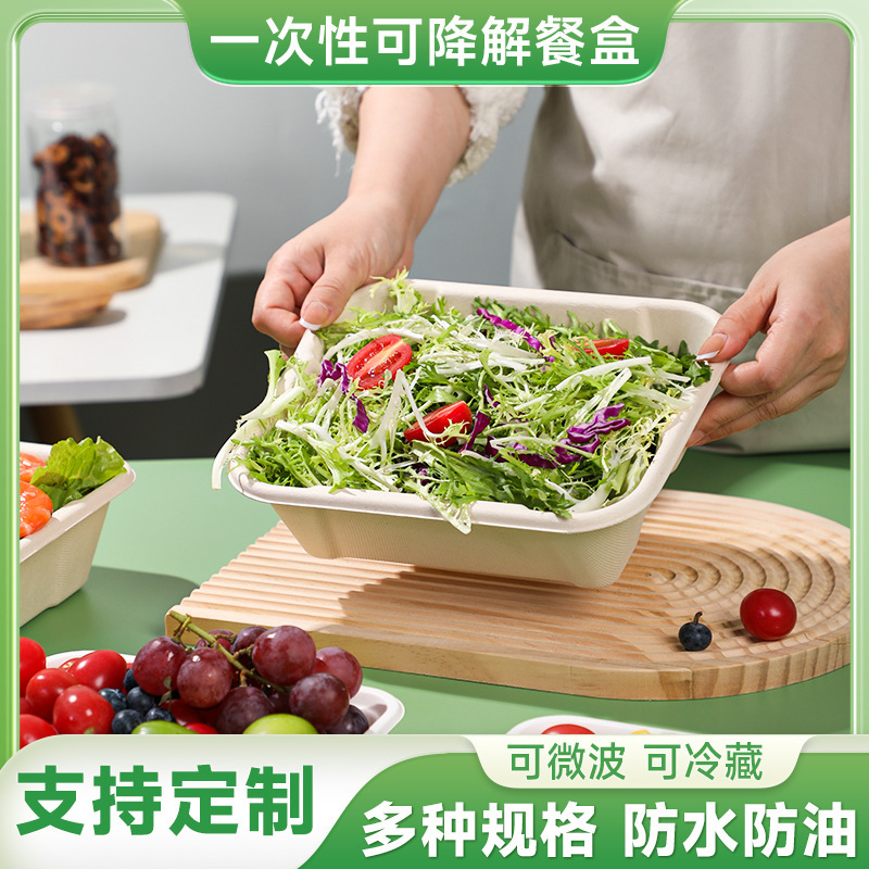 Disposable Dinner Plate Tray Sugarcane Pulp Degradable Salad Fruit Plate Environmentally Friendly Barbecue Soup Bowl Lunch Thickened Disposable Dinner Plate Tray Sugarcane Pulp Degradable Salad Fruit Plate Environmentally Friendly Barbecue Soup Bowl Lunch Thickened