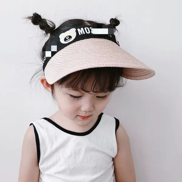 【Bear Straw Hat Empty Ding】 Milk White