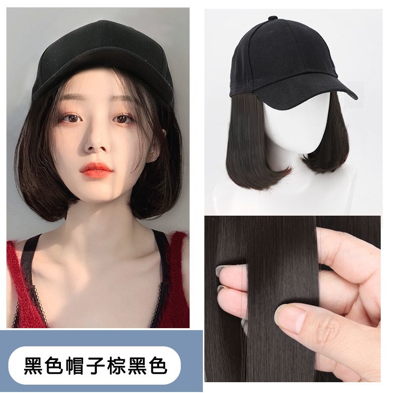 Estilo coreano de moda COLORADO gorra de béisbol corto de longitud media Pelo Largo sombrero peluca integrada primavera y otoño nuevo image 21