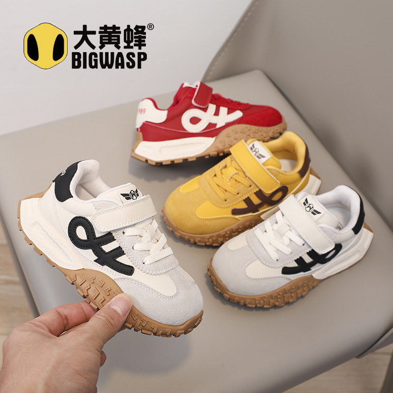 Bumblebee Kidsren's Shoes Kidsren's Sports Shoes 2025 Autum New Girls Thick-Soled Versatile Forrest Gump Shoes Casual Dad Shoes